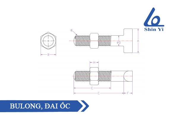 Cấu tạo bulong, đai ốc - phụ kiện ống gang PVC hãng Shinyi